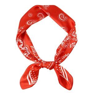 Red Men's Neckerchief with Paisley Pattern, Stylish Silk Square Scarf